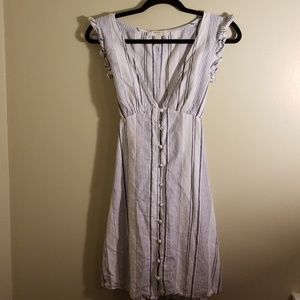 White and Navy Striped  Dress